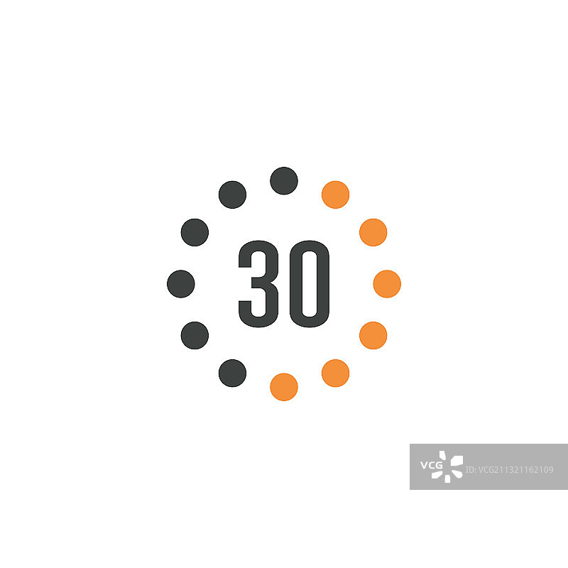 白色背景上的30分钟计时器倒计时标志图片素材