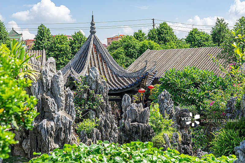 中国广州番禺余荫山房古典园林建筑景观图片素材