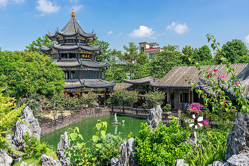中国广州番禺余荫山房古典园林建筑景观图片素材