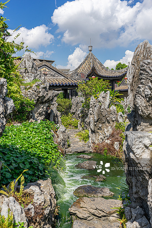 中国广州番禺余荫山房古典园林建筑景观图片素材