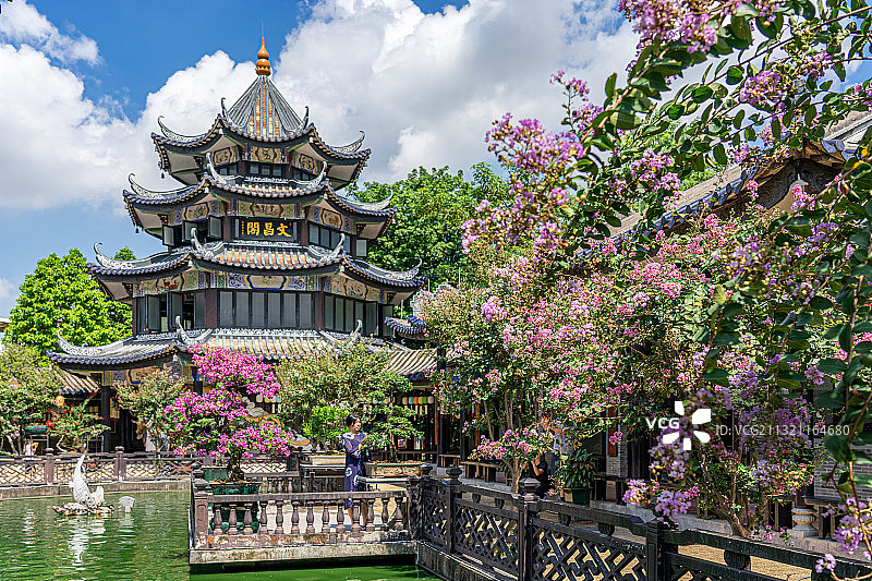 中国广州番禺余荫山房古典园林建筑景观图片素材
