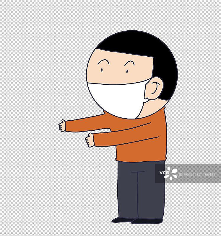元素：戴口罩伸手图片素材