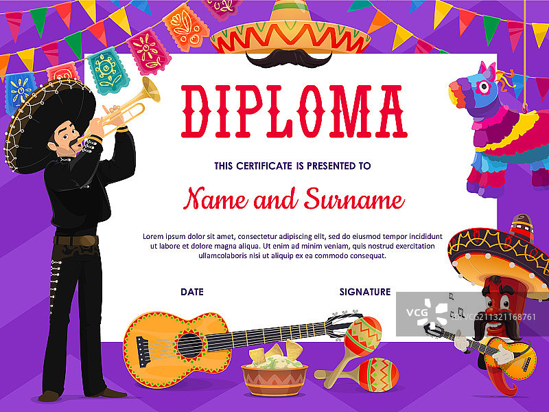 学校教育文凭与墨西哥音乐家图片素材