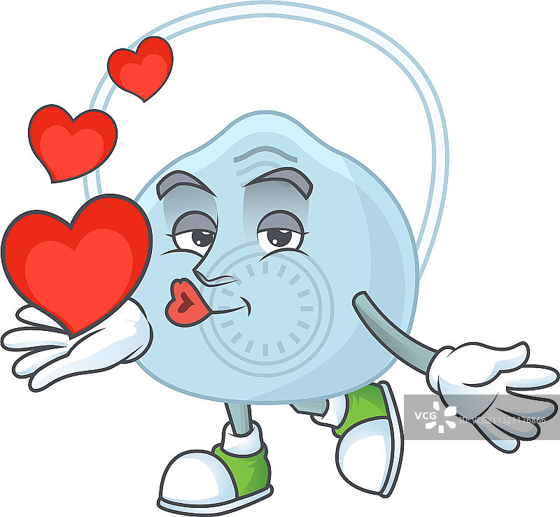 可爱的呼吸面罩设计拿着红心图片素材