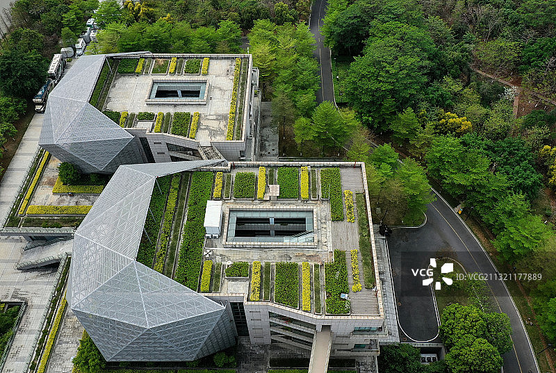 广东省东莞市茶山镇东莞生态园保利松湖航拍图片素材