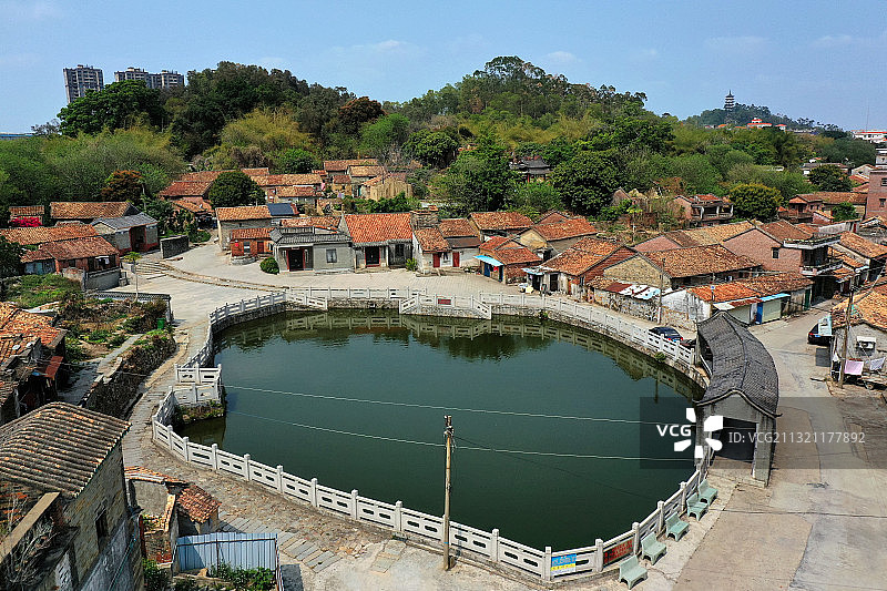 广东省东莞市桥头镇东莞迳联古村落迳联社区航拍图片素材