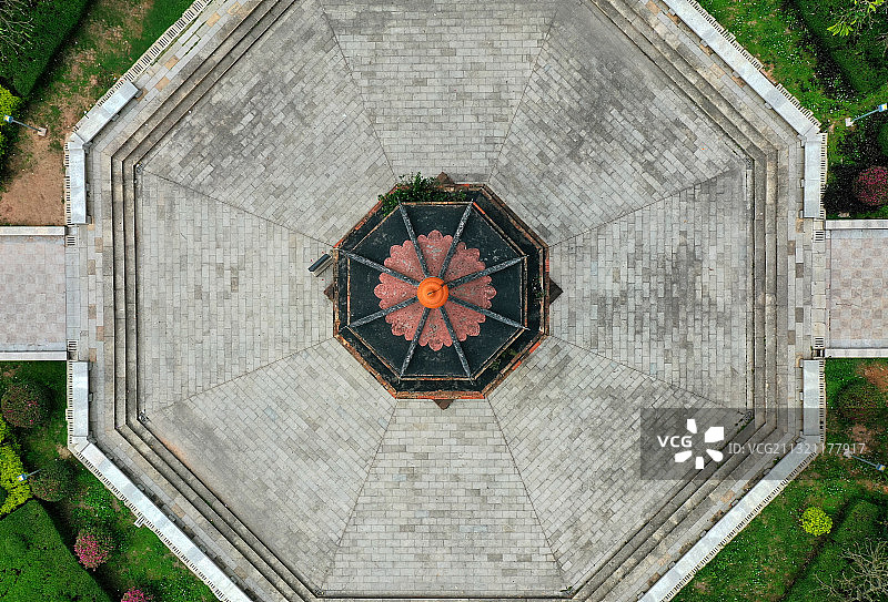 广东省东莞市石排镇福隆古塔公园福隆文化广场航拍图片素材