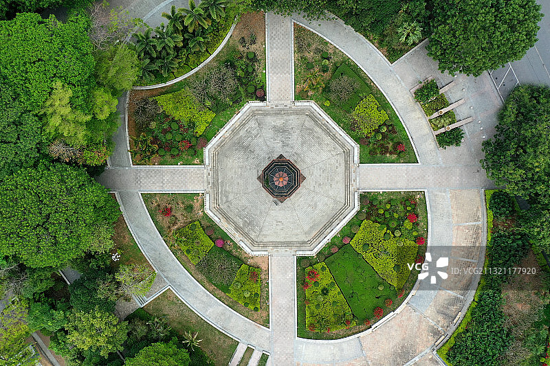 广东省东莞市石排镇福隆古塔公园福隆文化广场航拍图片素材