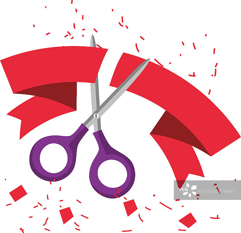 带有丝带图案的剪刀图片素材