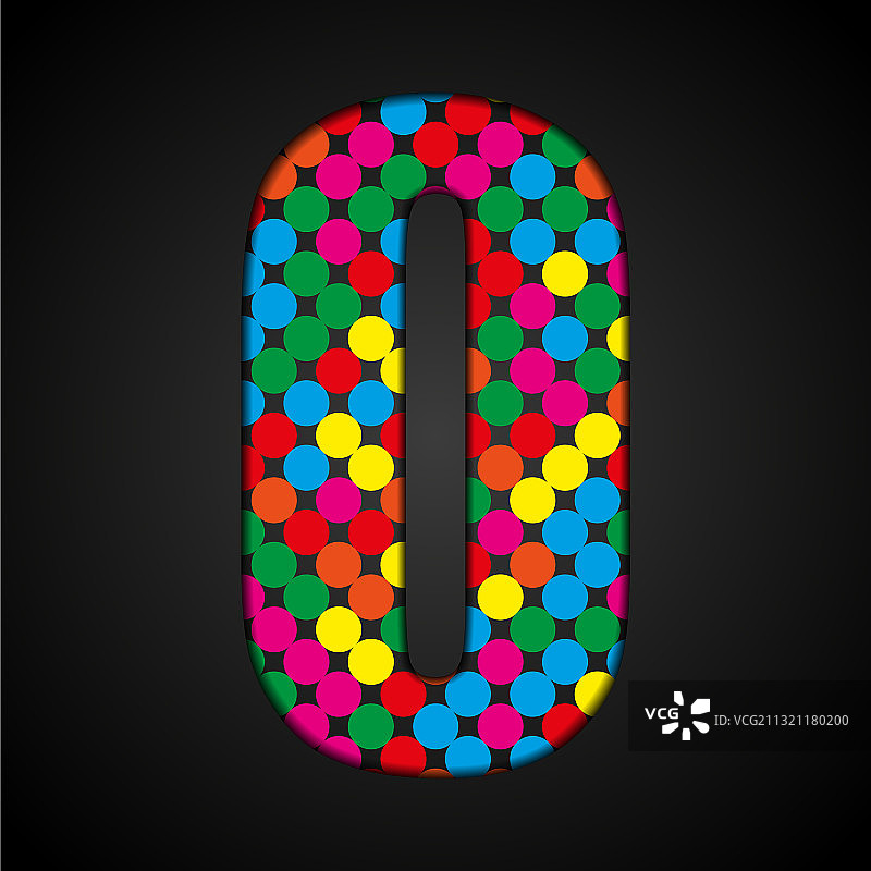 彩色亮片数字 - 0是由彩色点组成图片素材