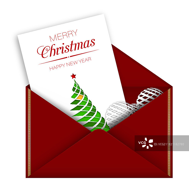 红色信封圣诞贺卡图片素材