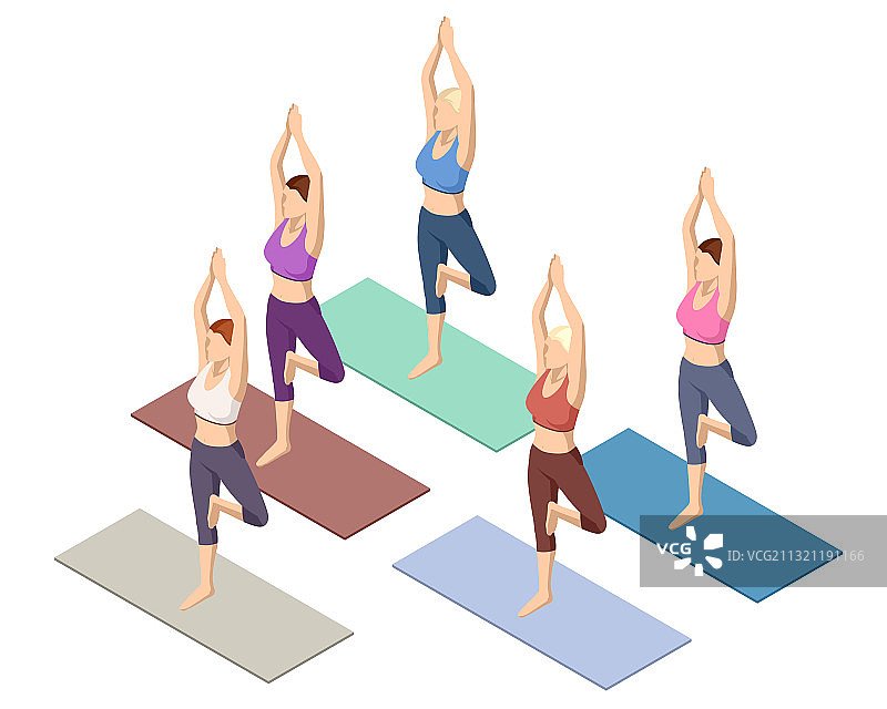 2.5D运动型年轻女人做瑜伽练习图片素材