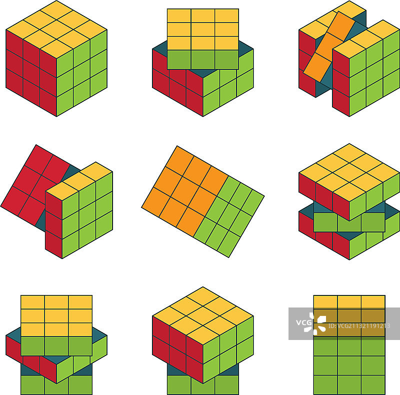 魔方2.5D彩色拼图套装图片素材