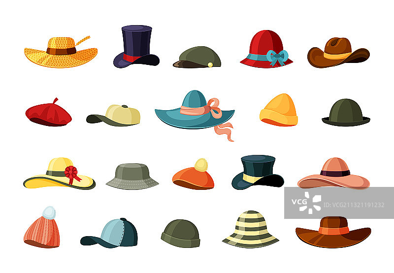 帽子和彩色帽子复古棕色潮流套装图片素材