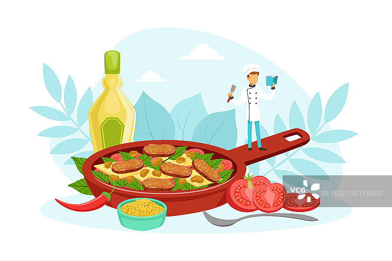 烹饪美食的微型厨师图片素材
