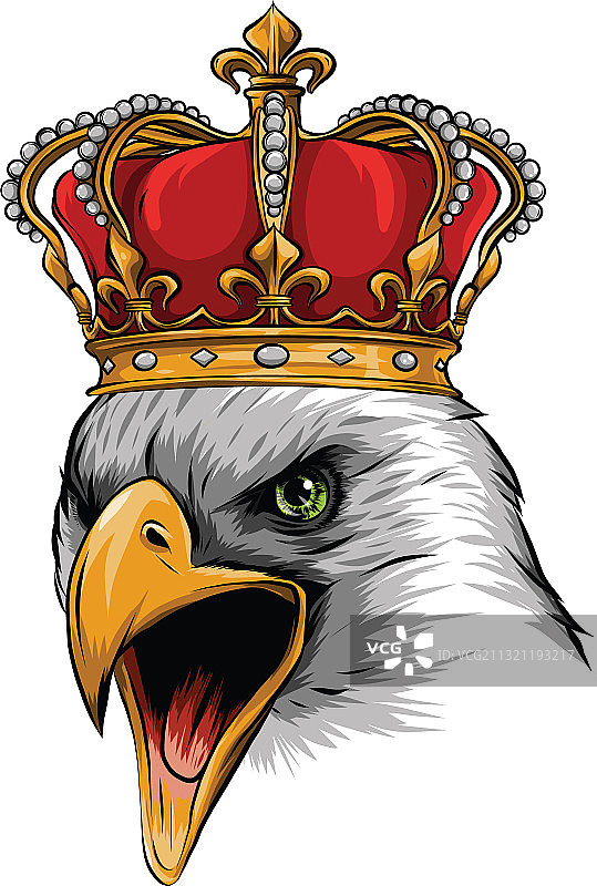 带有可爱皇冠印花的雄鹰女王标志图片素材