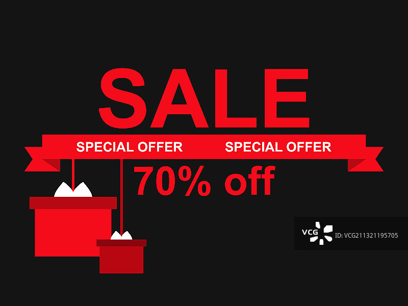 促销70%黑色星期五特别优惠悬挂图片素材