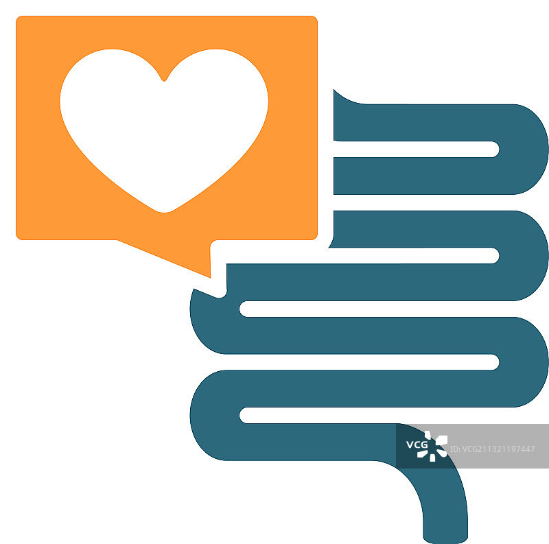 对话气泡中的肠道与心脏彩色图标图片素材