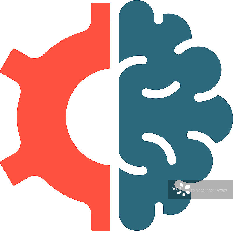 带有齿轮的彩色人脑图标图片素材