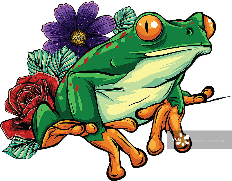 卡通青蛙坐着图片素材