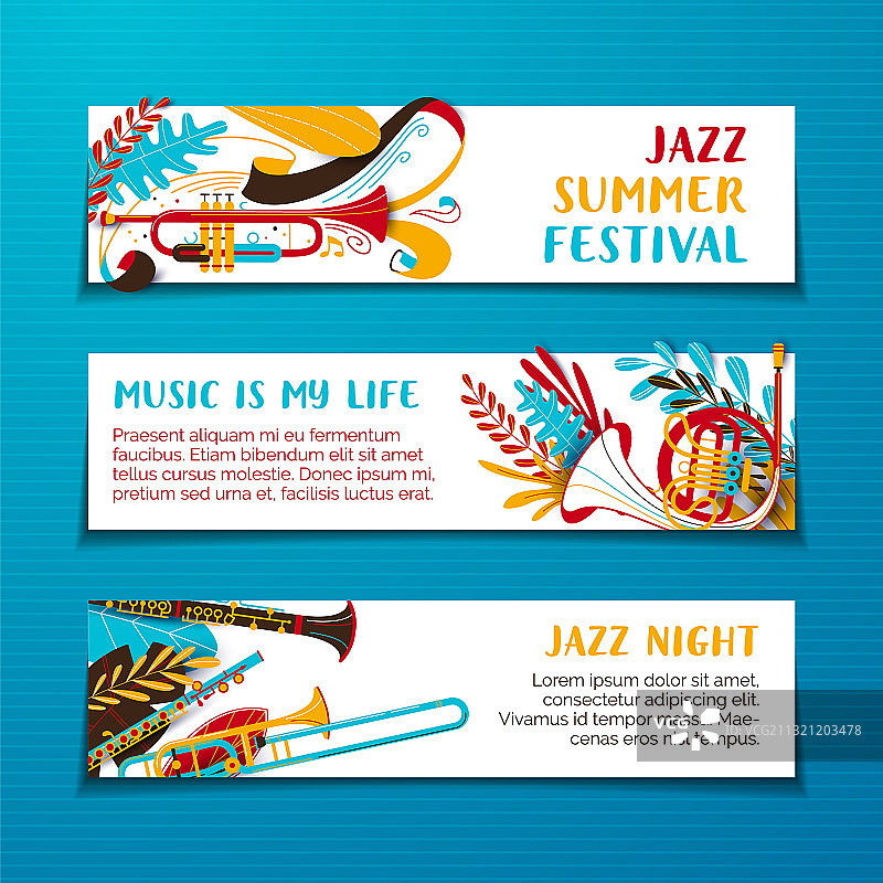 手绘爵士夏季音乐节banner模板图片素材