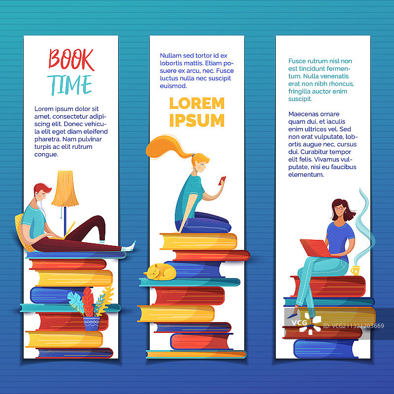 学生阅读电子书书签模板套装图片素材