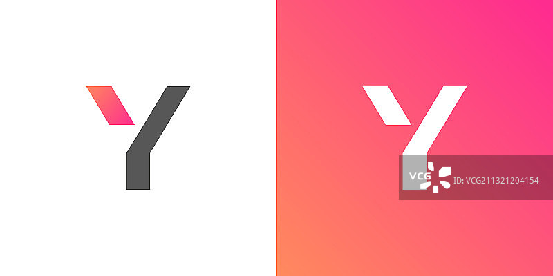 优雅几何logotype彩色字母Y logo图片素材