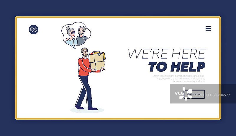 社工人员搬运物品的着陆页图片素材