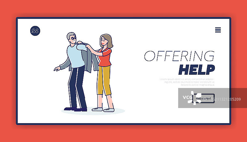 帮助老年人的着陆页图片素材