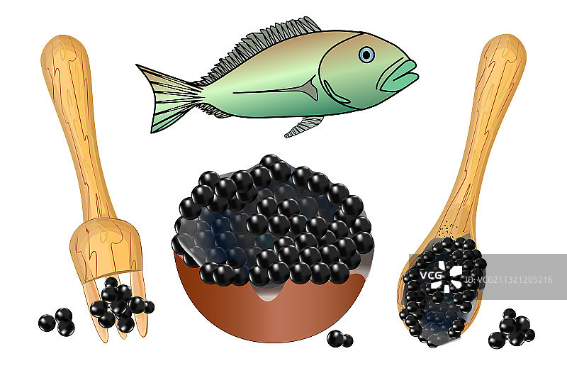鱼子酱套装（白色背景）图片素材