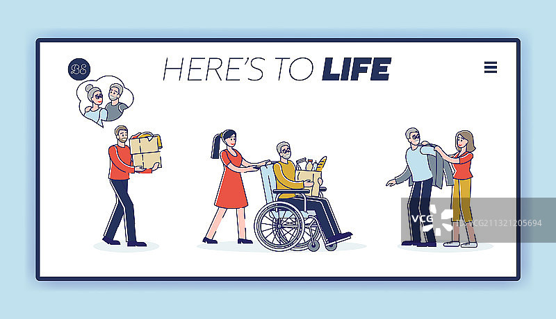 志愿者和社会工作者着陆页图片素材