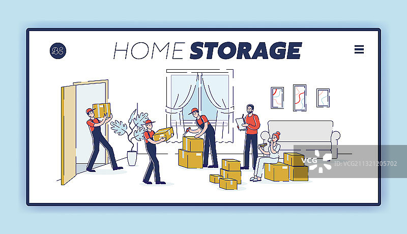 搬家服务和家庭仓储着陆页图片素材