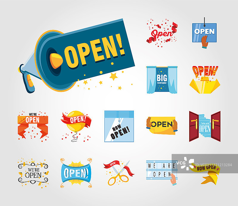 重新开业详细样式图标捆绑包图片素材