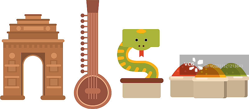 带有寺庙建筑的印度传统符号图片素材