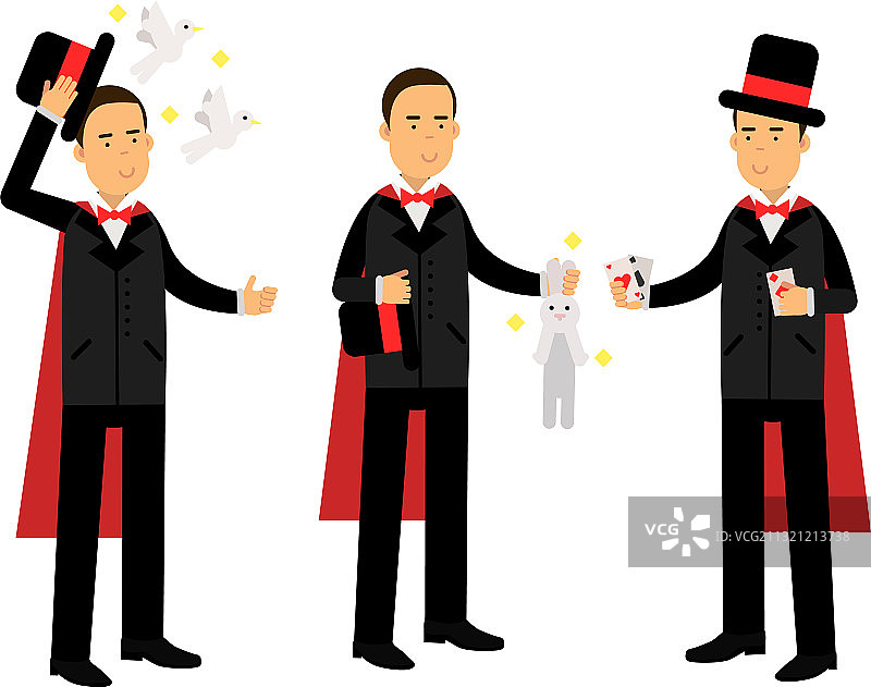 戴着高帽表演的魔术师或幻术师图片素材