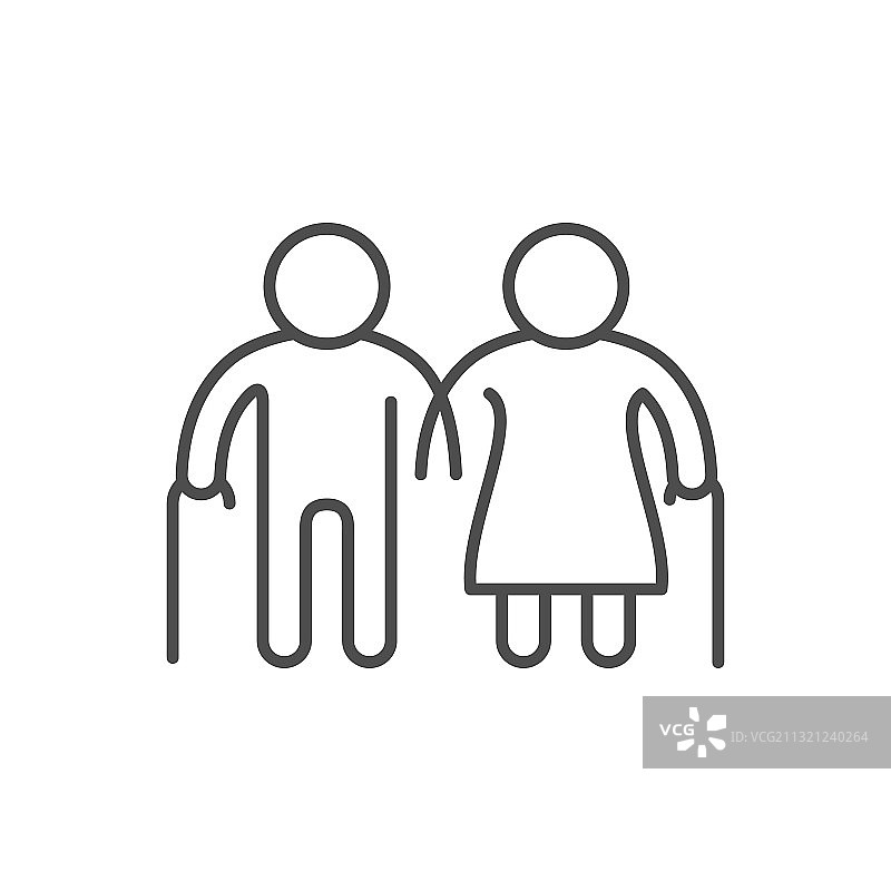 老年人线条轮廓图标图片素材