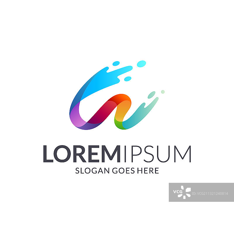 字母W波浪标志模板图片素材