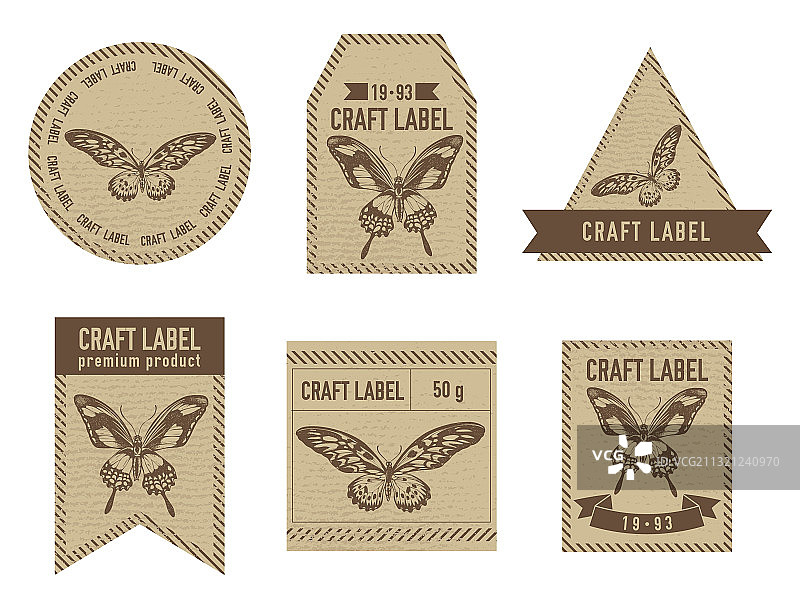 复古设计的手工标签图片素材
