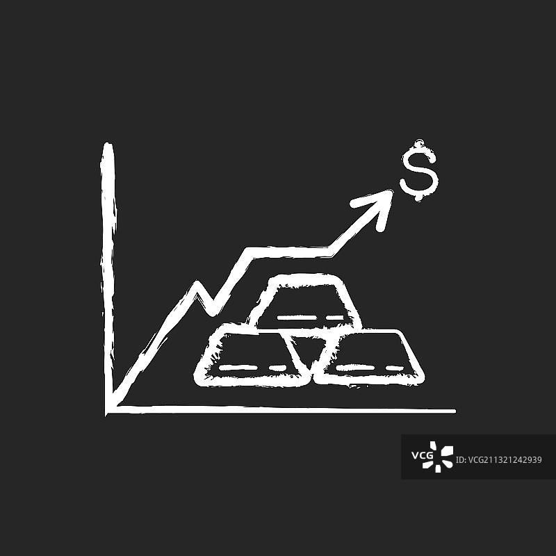 贵金属价格粉笔白色图标（黑色背景）图片素材