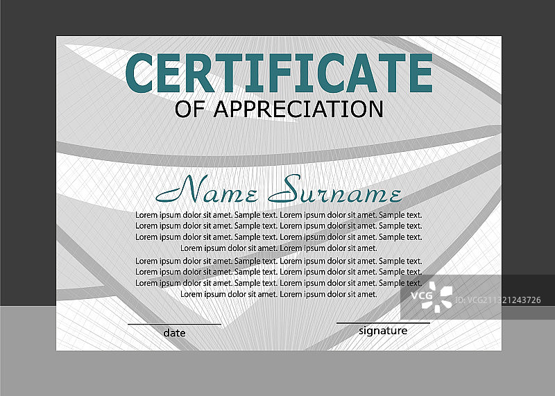 优雅的感谢证书模板图片素材