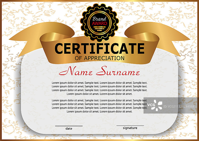 金色优雅设计证书或文凭图片素材