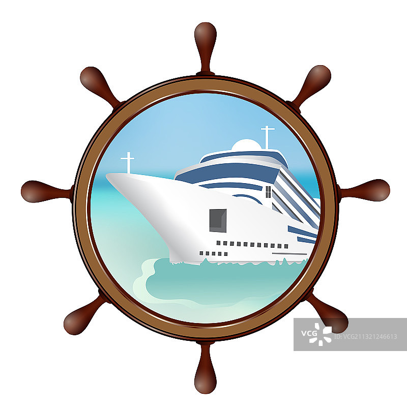 船概念的船舵和舷窗图片素材