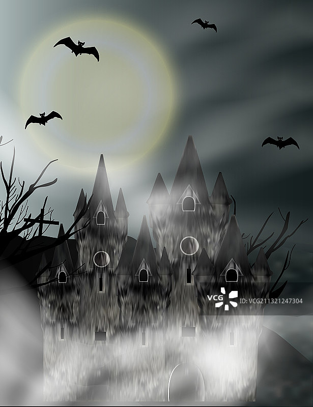 万圣节哥特城堡竖版背景图片素材