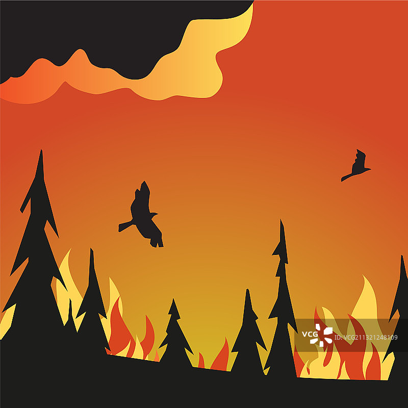 预防森林火灾扁平风格图标图片素材