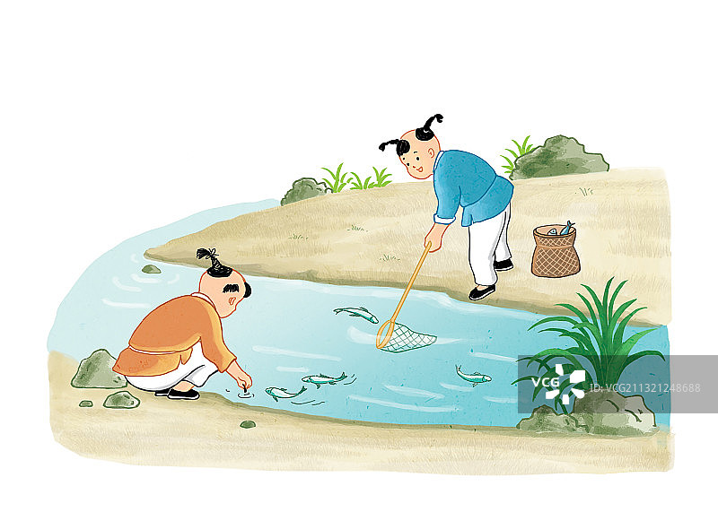 古代儿童嬉戏图图片素材