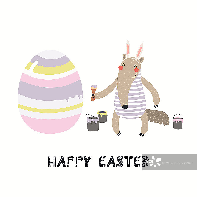 可爱的食蚁兽复活节卡片图片素材