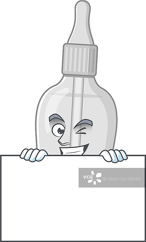 藏在板子后面的带滴管的瓶子图片素材