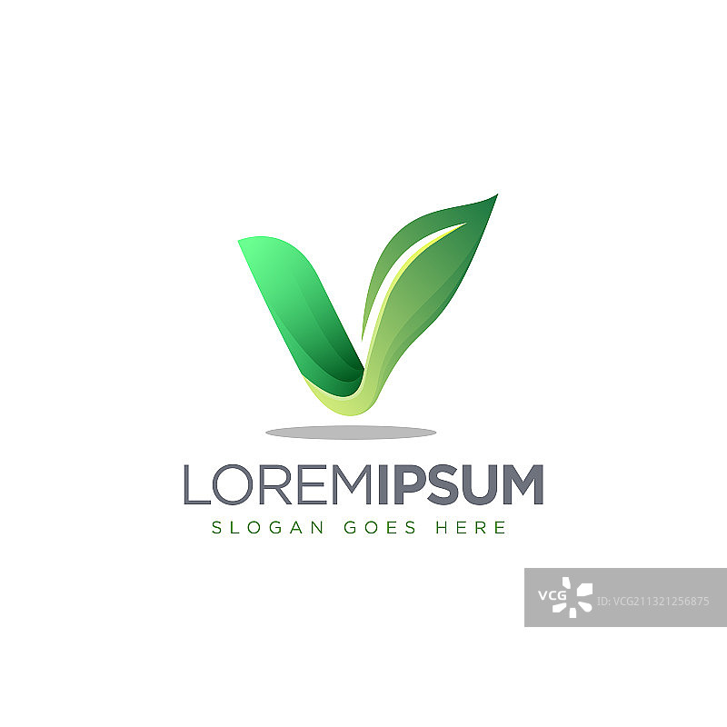 树叶字母V logo图标模板图片素材