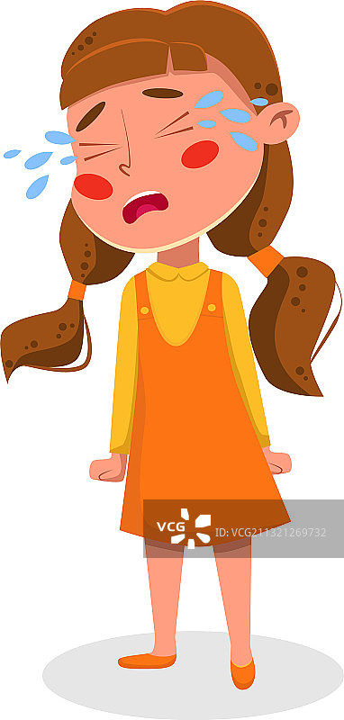 可爱的哭泣女孩卡通人物图片素材