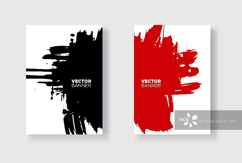 黑色和红色抽象设计墨水画图片素材